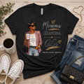 Woman wearing the Momma Grandma GiGi legacy graphic tee