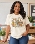 Third Grade floral teacher tee in Ivory Comfort Colors lifestyle mockup