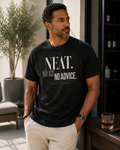 Neat No Ice No Advice men's statement tee in Black lifestyle mockup