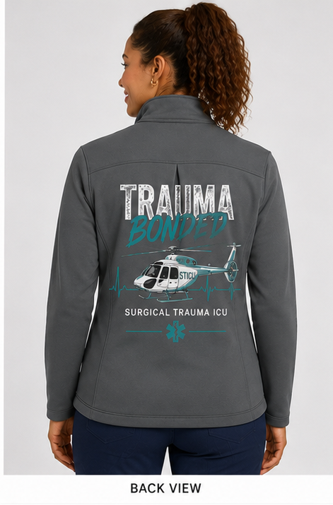 Personalized nurse jacket in Iron Gate Gray, back view