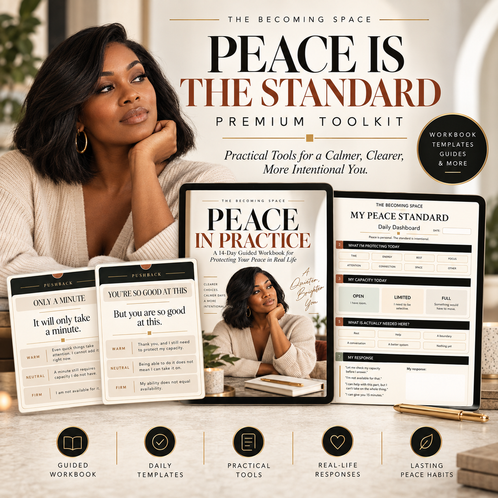 Peace Is the Standard Premium Toolkit with guided workbook, daily dashboard, response cards, and practical peace tools