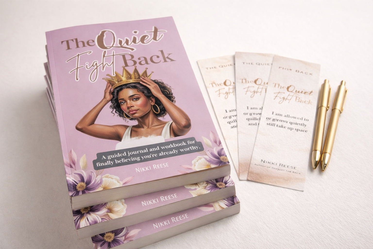 The Quiet Fight Back signed edition journal with affirmation cards and bookmarks